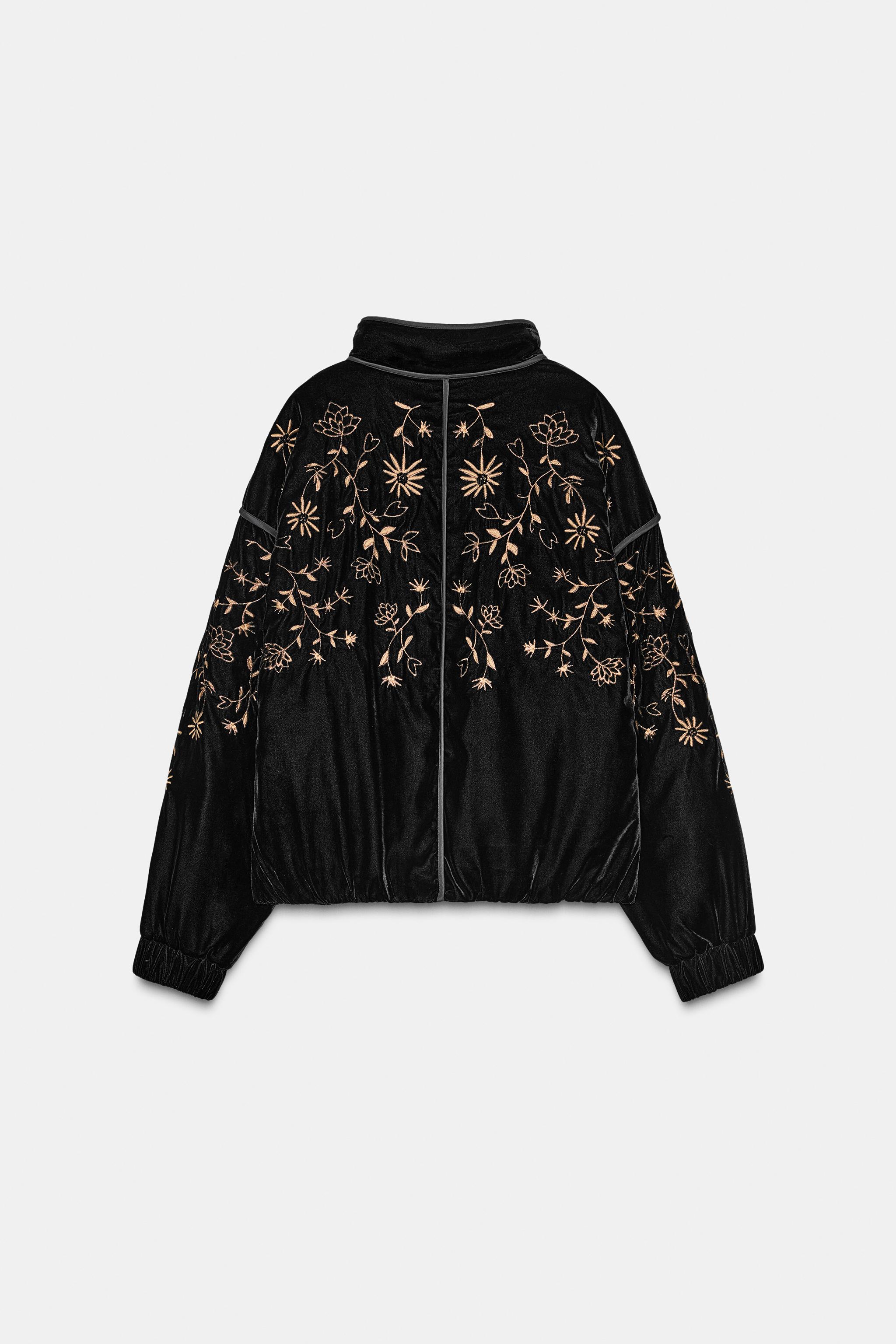 EMBROIDERED VELVET PADDED JACKET